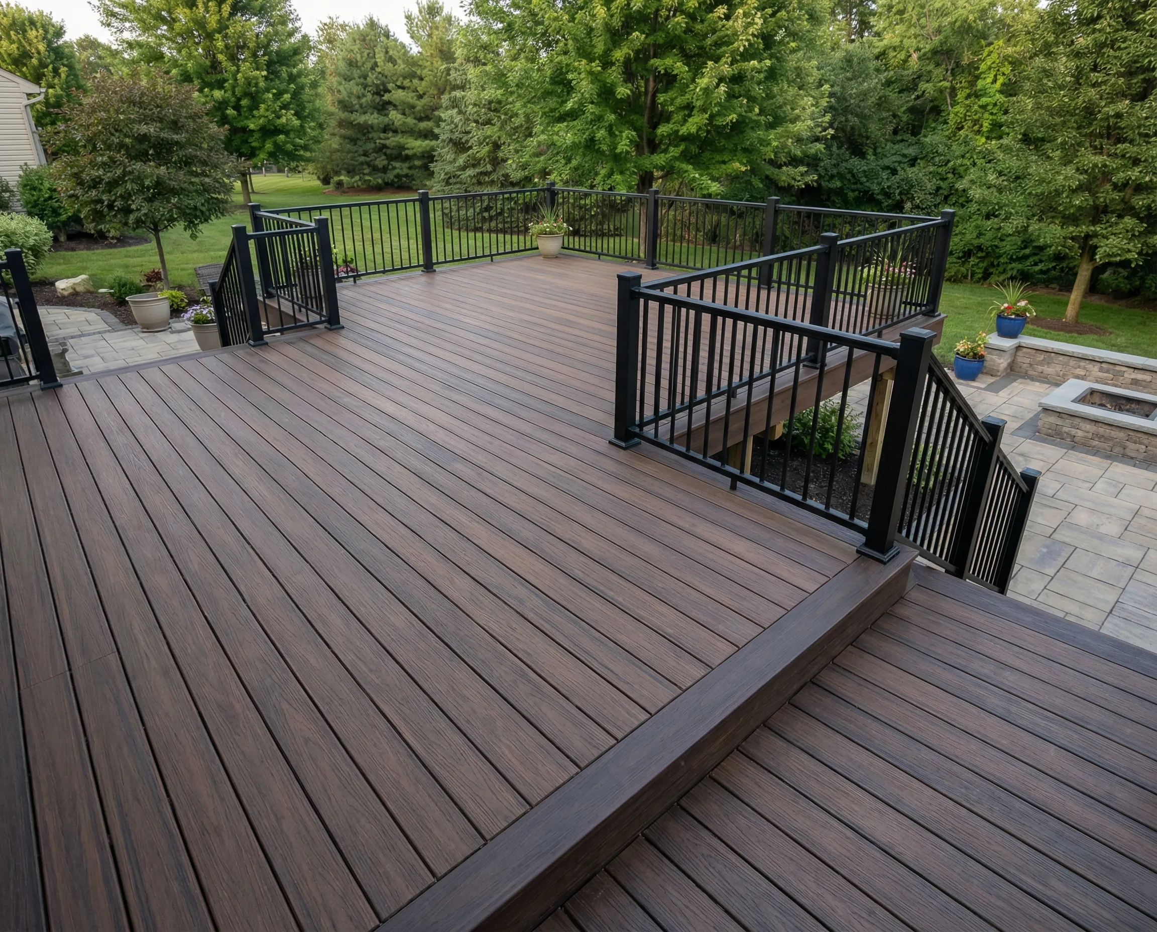 Cleared yard prepped for deck replacement in Middletown, NY