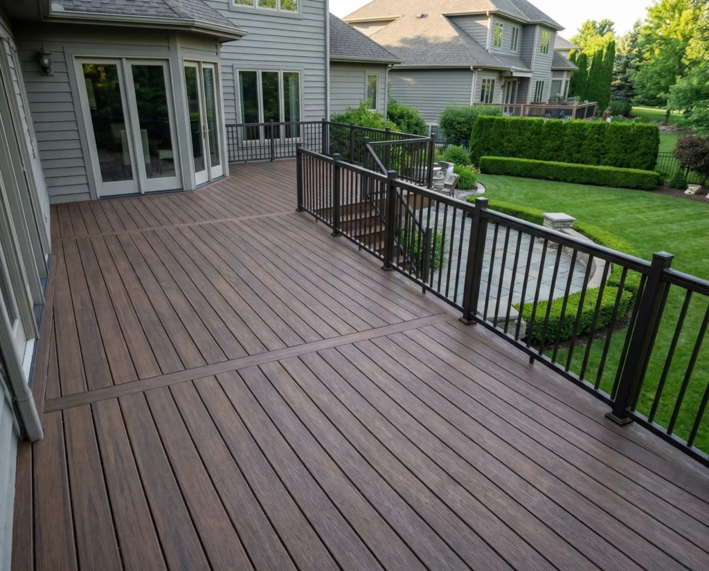Finished outdoor living space deck in Orange County, NY
